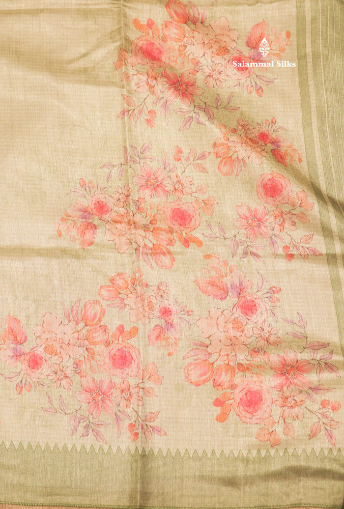 Sandal Colour Semi Tussar Saree With Self Border