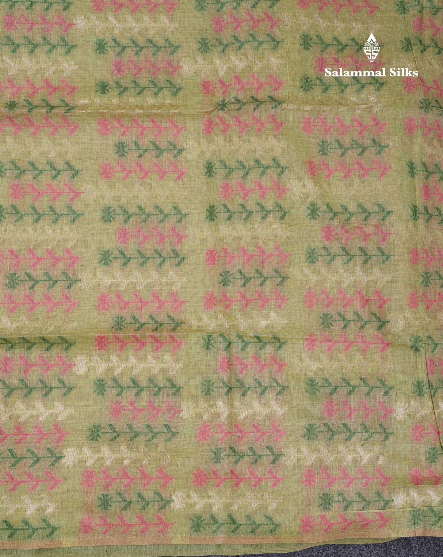 Beautiful Light Yellow Menakari Thread Work Butta Muga Cotton Saree With Contrast Pink Blouse