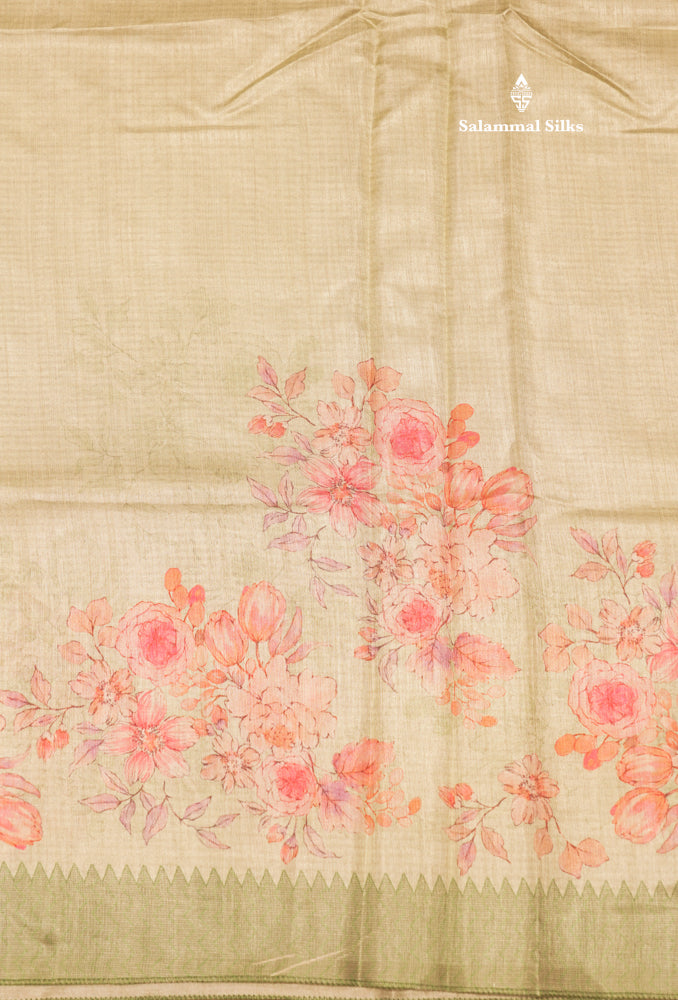 Sandal Colour Semi Tussar Saree With Self Border