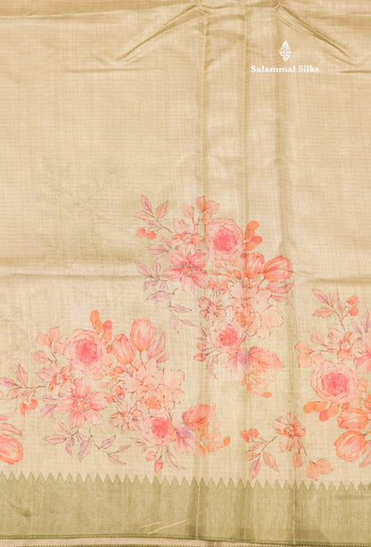 Sandal Colour Semi Tussar Saree With Self Border