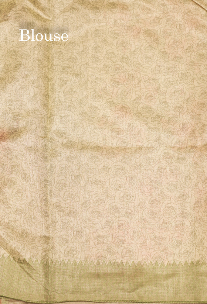Sandal Colour Semi Tussar Saree With Self Border