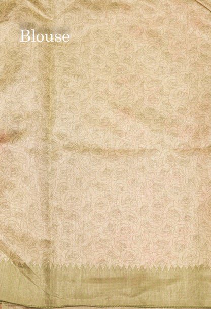 Sandal Colour Semi Tussar Saree With Self Border