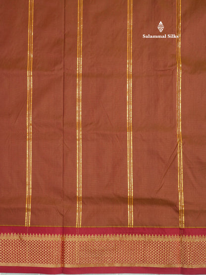 9.5 Yards Semi Silk Saree Light Green with Contrast Maroon Border