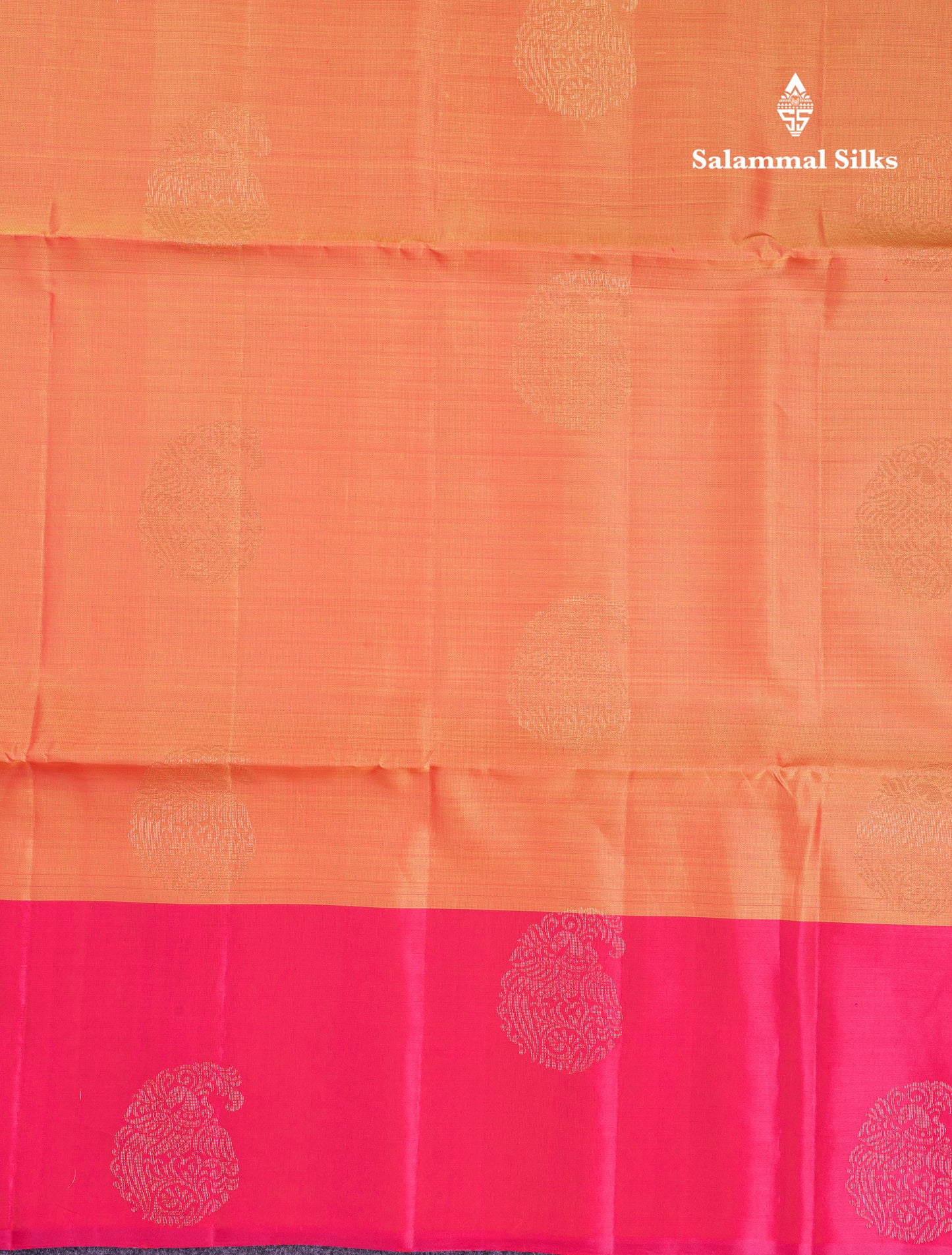 Beautiful Orange PureMix Kanjivaram Soft Silk Saree With Contrast Pink Fancy Border