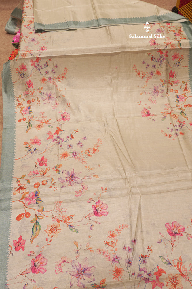 Sandal Colour Semi Tussar Saree With Self Border