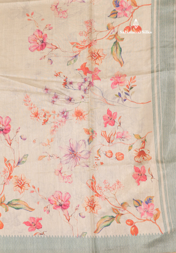 Sandal Colour Semi Tussar Saree With Self Border
