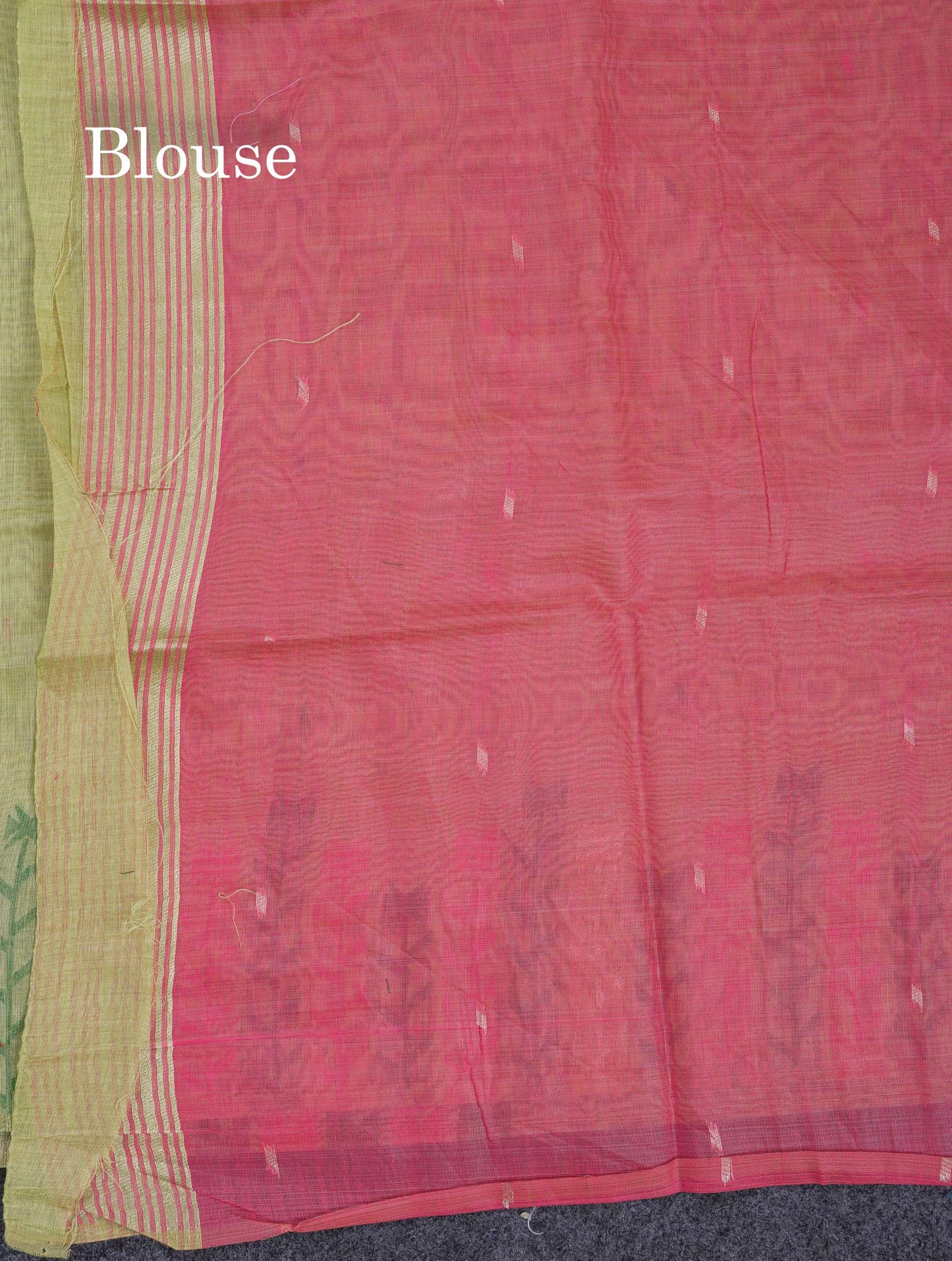 Beautiful Light Yellow Menakari Thread Work Butta Muga Cotton Saree With Contrast Pink Blouse
