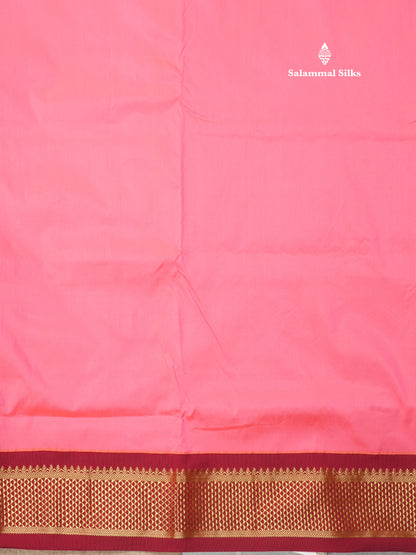 9.5 Yards Semi Silk Saree Light Green with Contrast Maroon Border