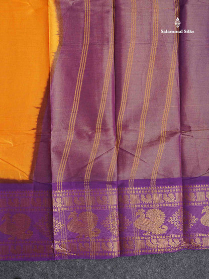 Sungudi Cotton Saree - Half White Colour Body Vaira Oosi Lines With Dark Purple Traditional Evening Morning Border