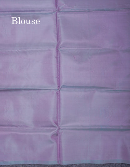 Olive Green Thread work Buttas Banana Pinth Saree (Vaazhainaar Pattu) With Contrast Light Lavender Blouse