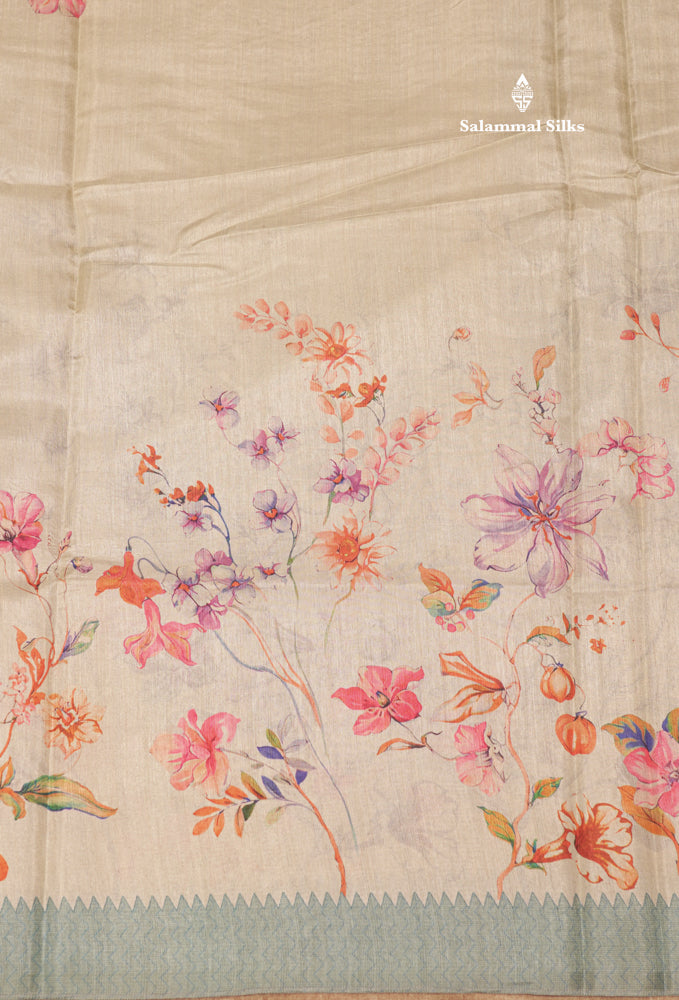 Sandal Colour Semi Tussar Saree With Self Border