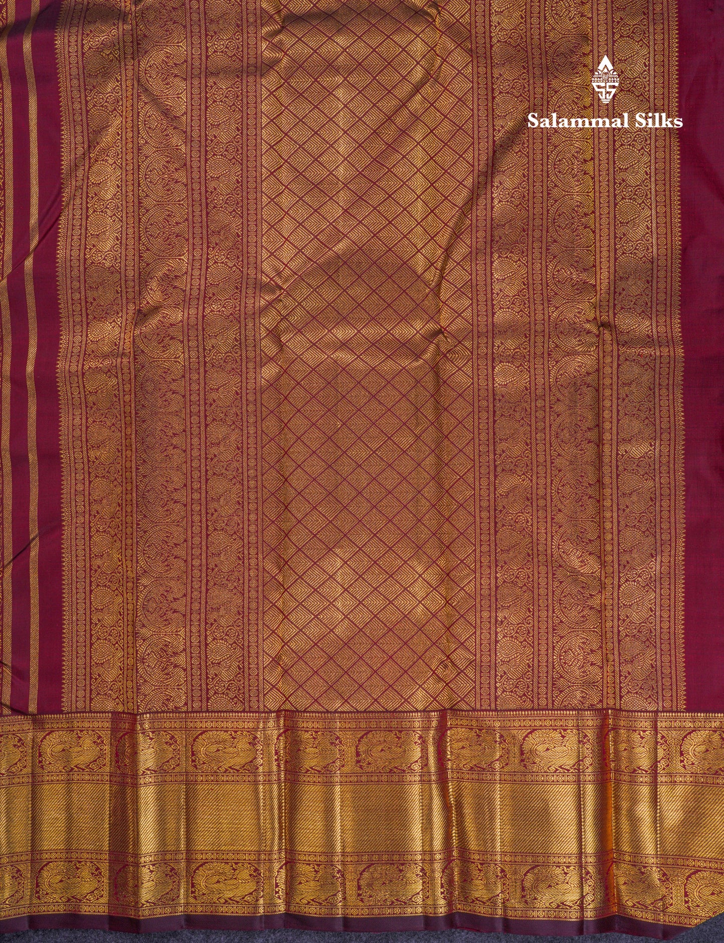 Beautiful Dark Maroon 2G Pure Kanjivaram Silk Saree With Traditional Evening Morning Border