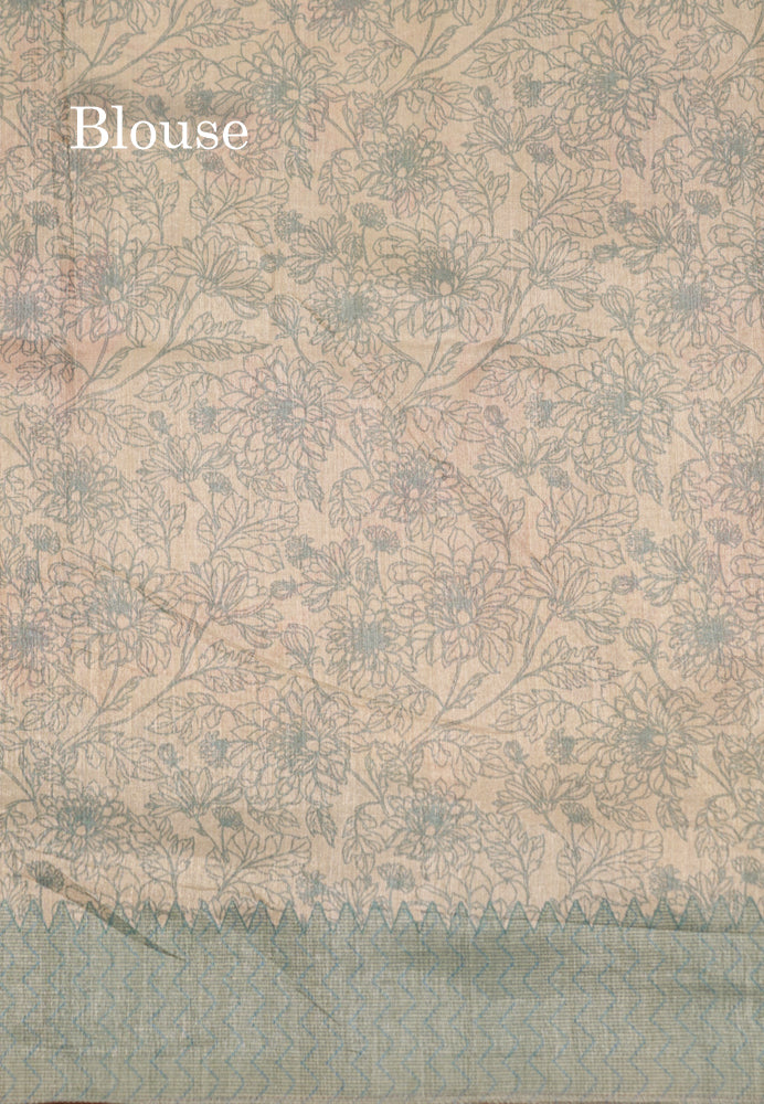 Sandal Colour Semi Tussar Saree With Self Border