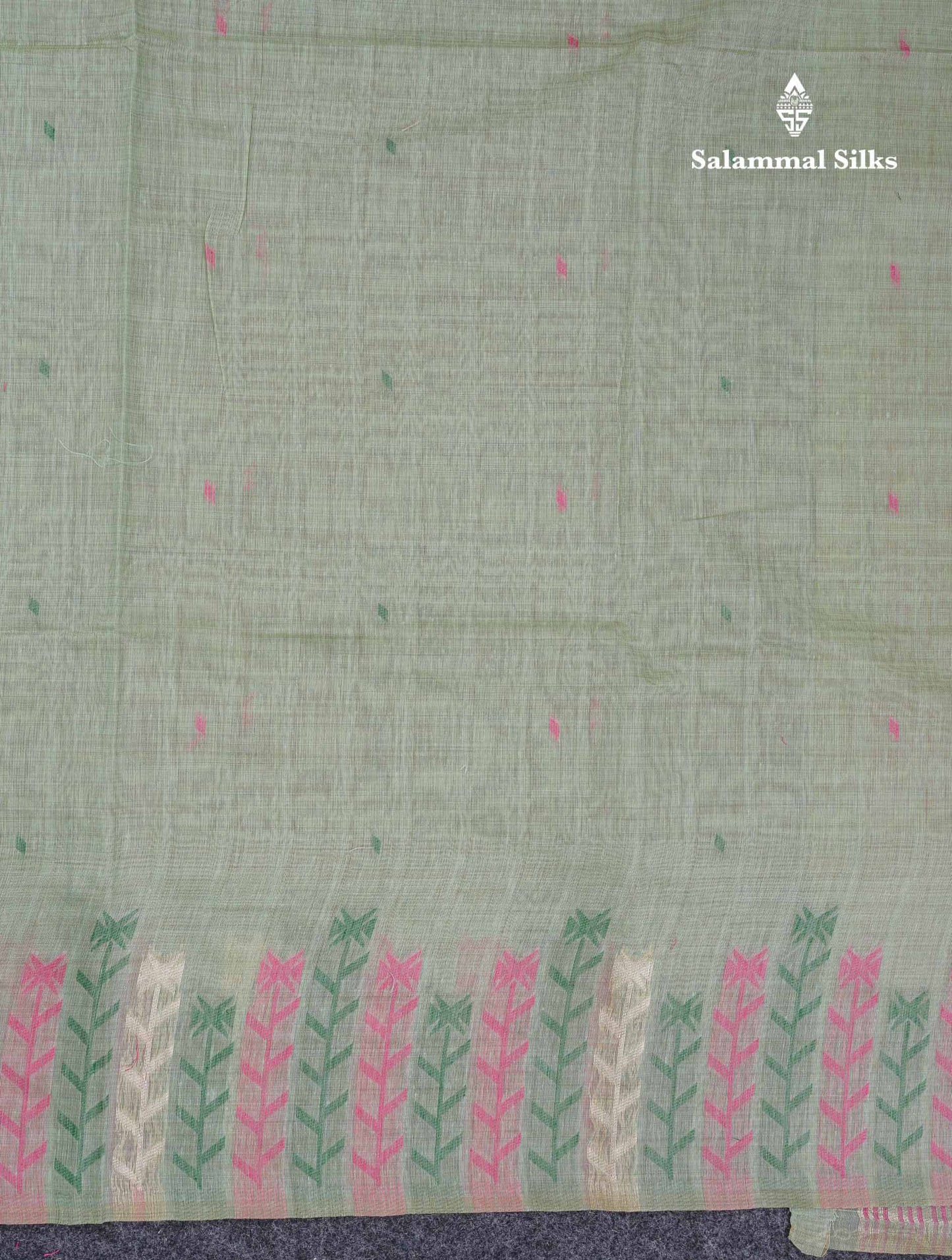 Beautiful Light Yellow Menakari Thread Work Butta Muga Cotton Saree With Contrast Pink Blouse