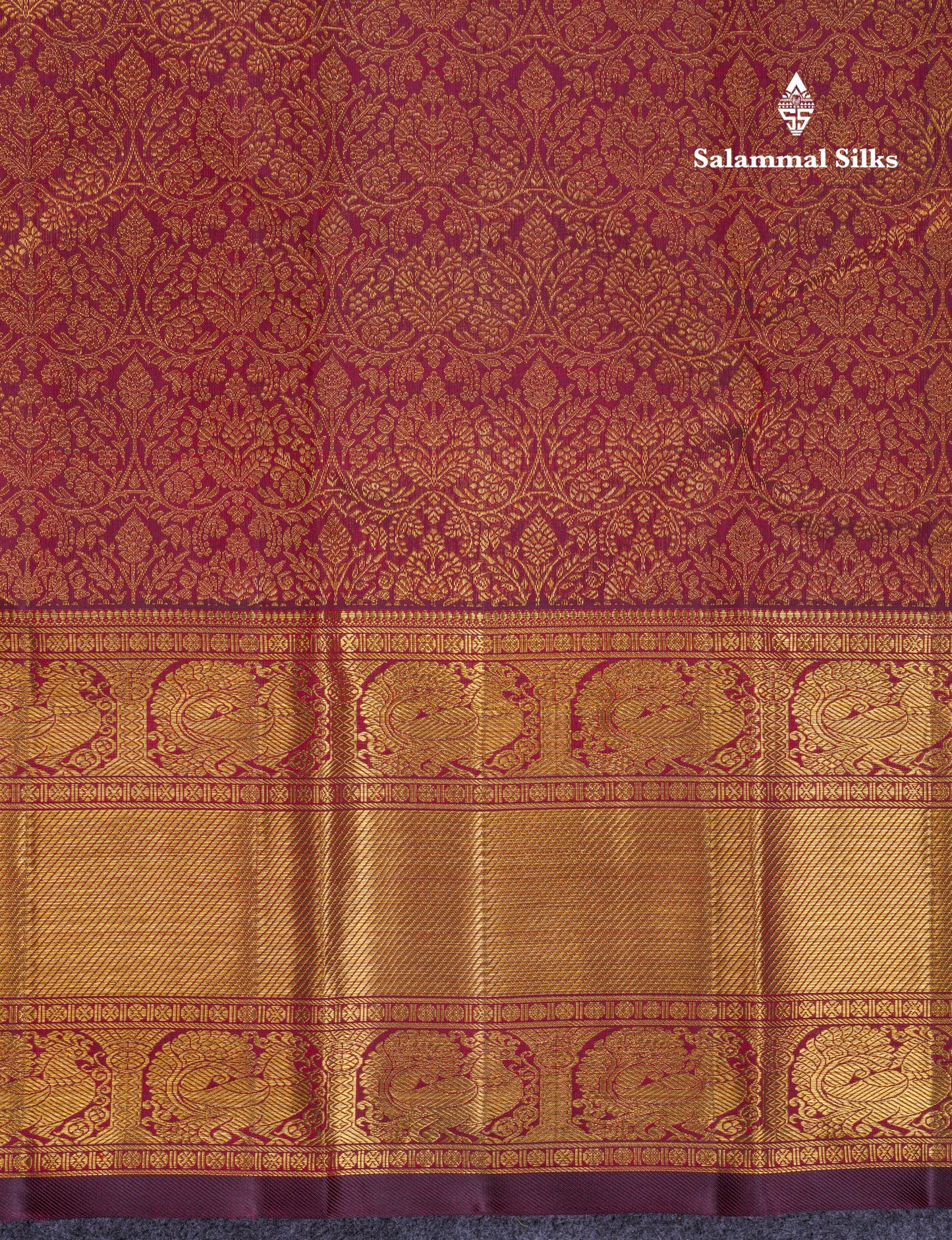 Beautiful Dark Maroon 2G Pure Kanjivaram Silk Saree With Traditional Evening Morning Border