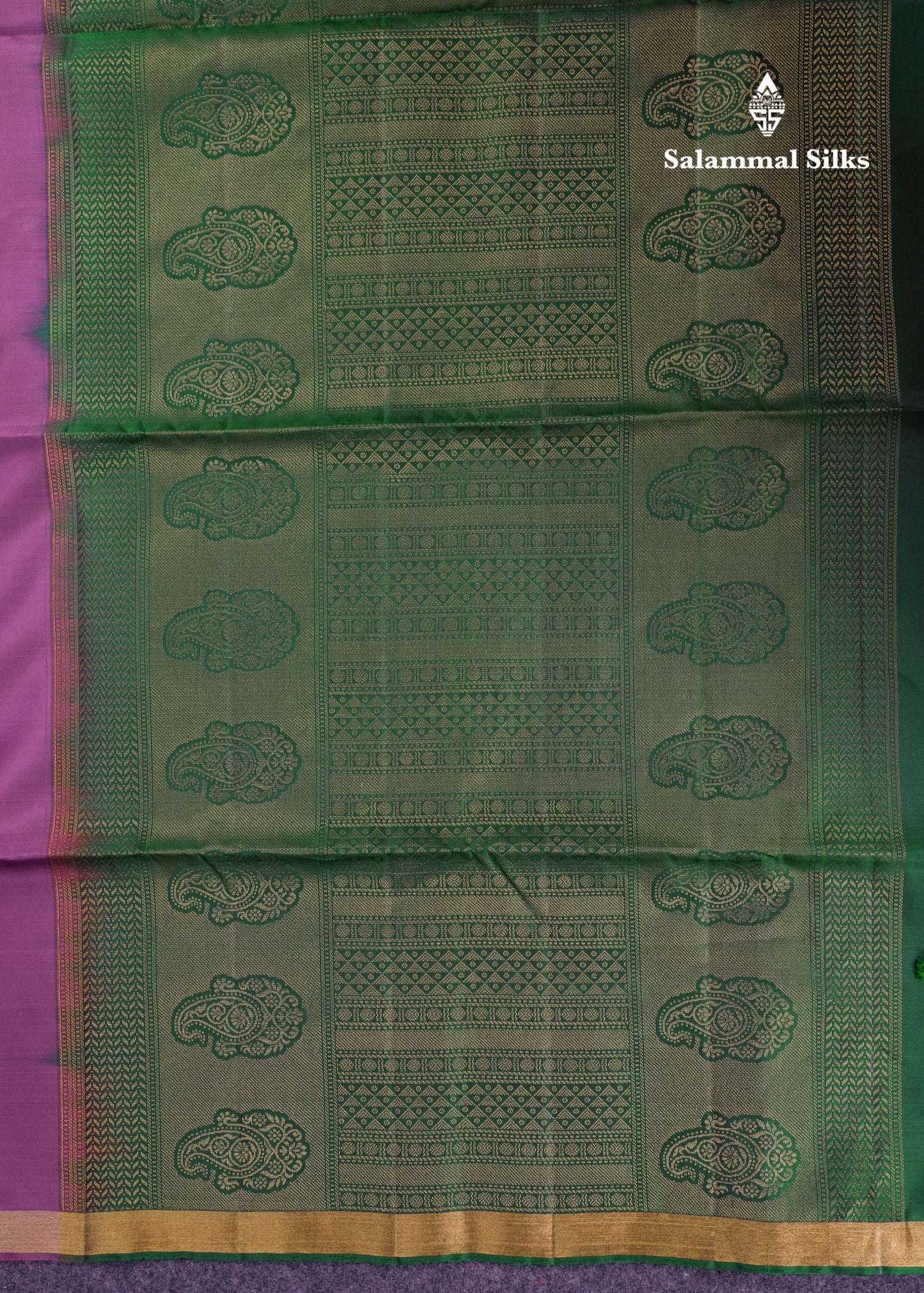 Beautiful Violet Pure Mix Kanjivaram Soft Silk Saree With Contrast Bottle Green Blouse