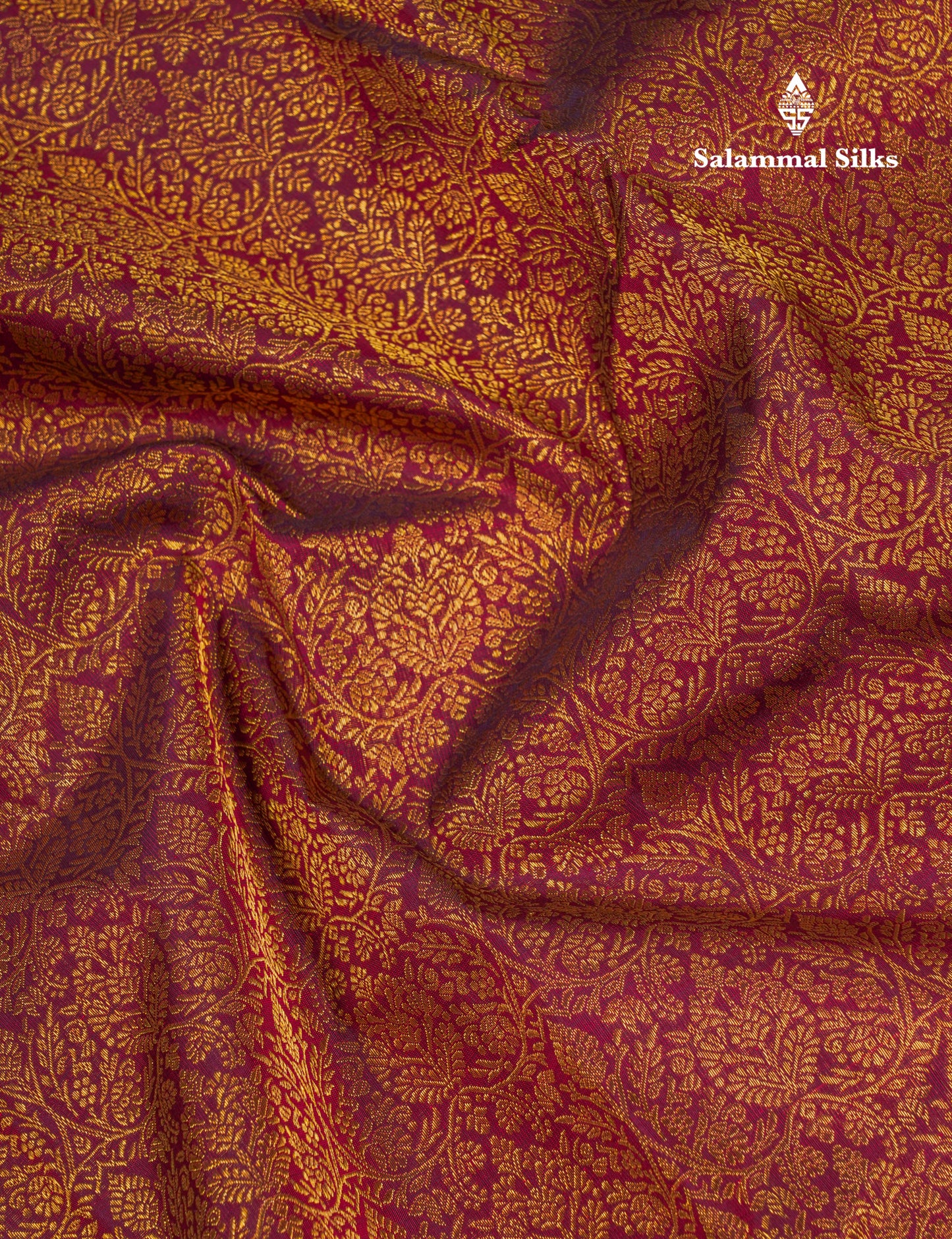 Beautiful Dark Maroon 2G Pure Kanjivaram Silk Saree With Traditional Evening Morning Border