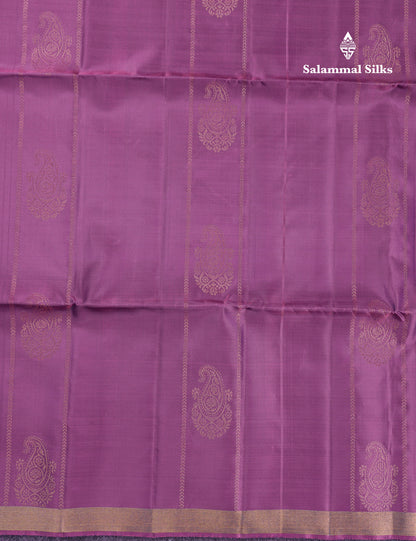 Beautiful Violet Pure Mix Kanjivaram Soft Silk Saree With Contrast Bottle Green Blouse