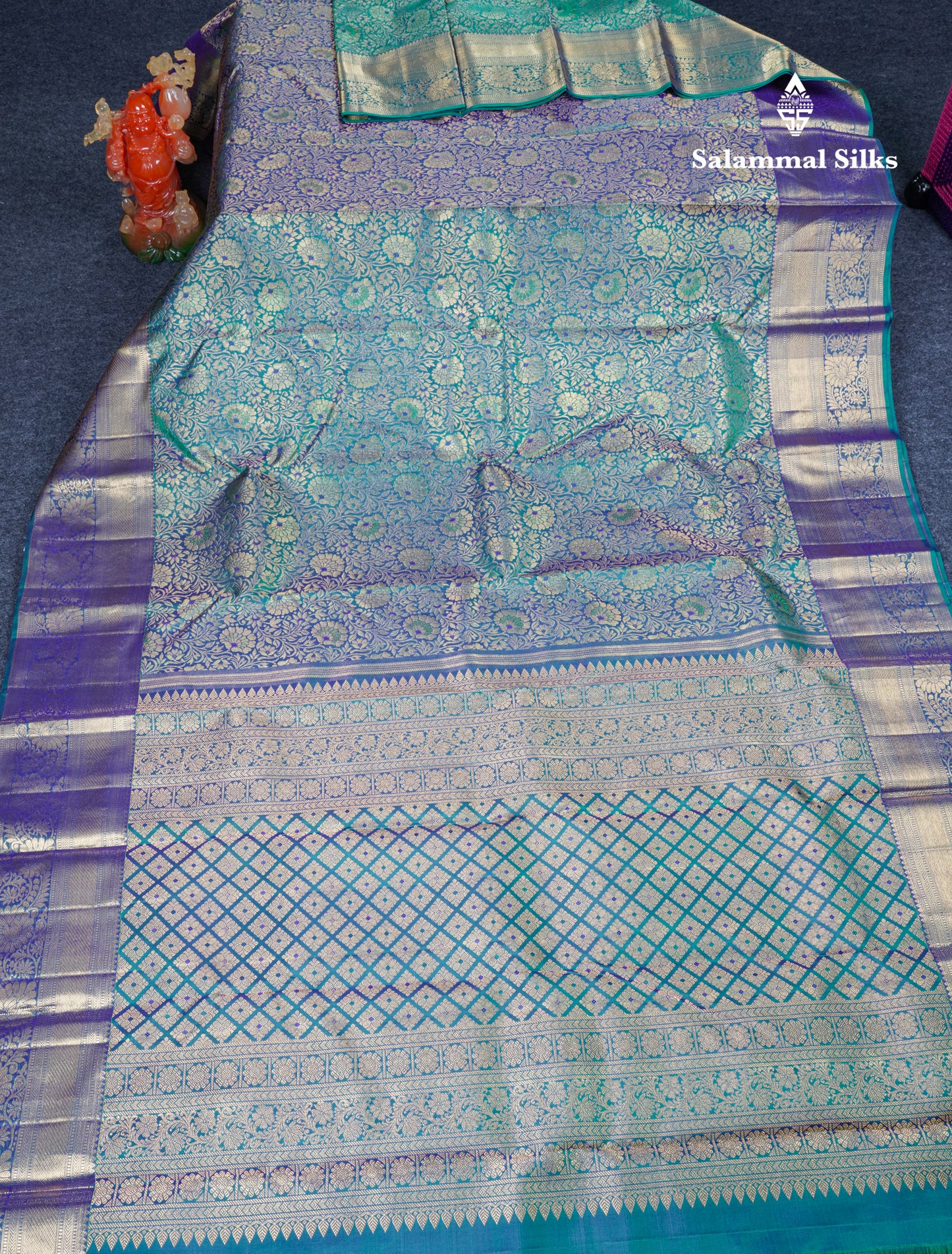 Peacock Blue Meenakari Work Bridal Pure Kanjivaram Silk Saree 2G Zari With Self Border