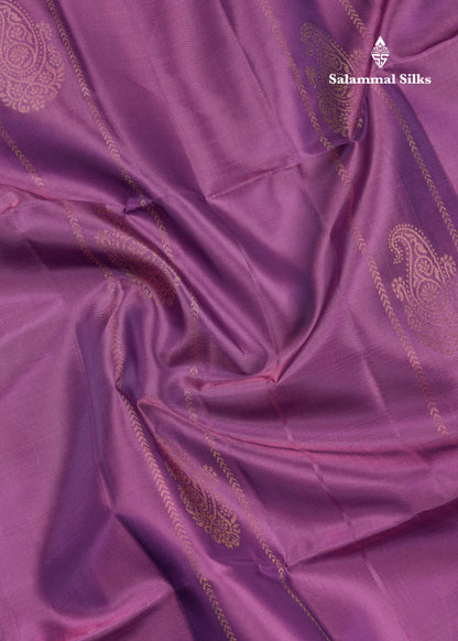 Beautiful Violet Pure Mix Kanjivaram Soft Silk Saree With Contrast Bottle Green Blouse