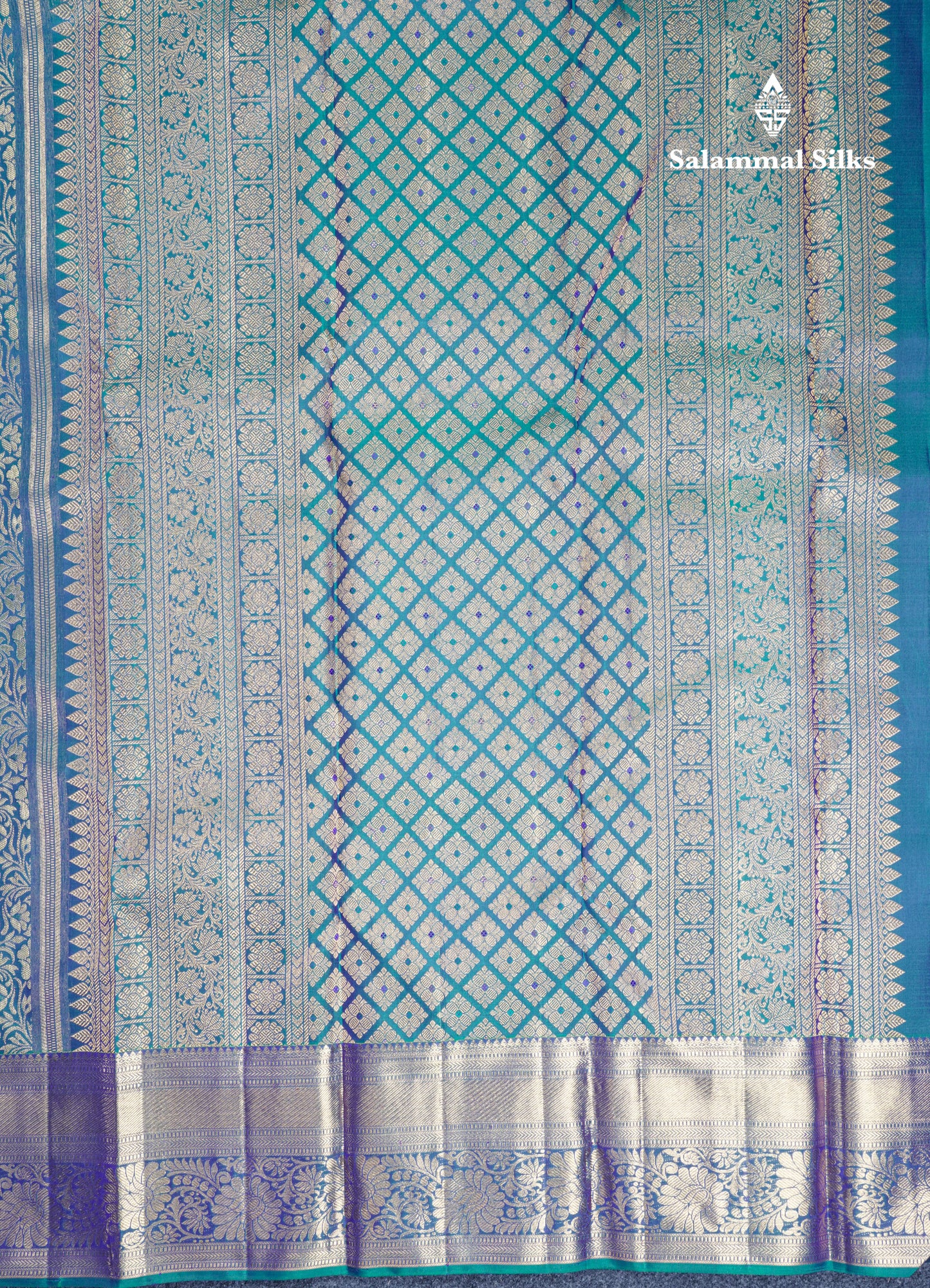 Peacock Blue Meenakari Work Bridal Pure Kanjivaram Silk Saree 2G Zari With Self Border