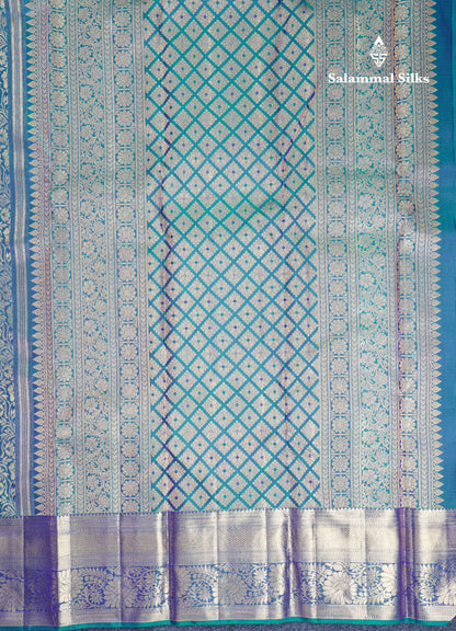 Peacock Blue Meenakari Work Bridal Pure Kanjivaram Silk Saree 2G Zari With Self Border