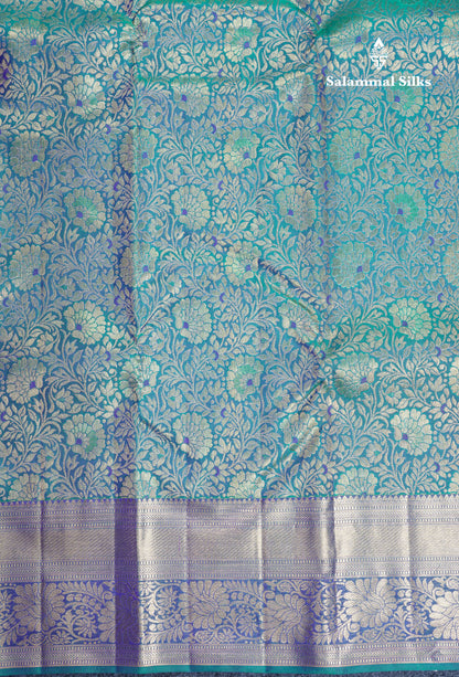 Peacock Blue Meenakari Work Bridal Pure Kanjivaram Silk Saree 2G Zari With Self Border