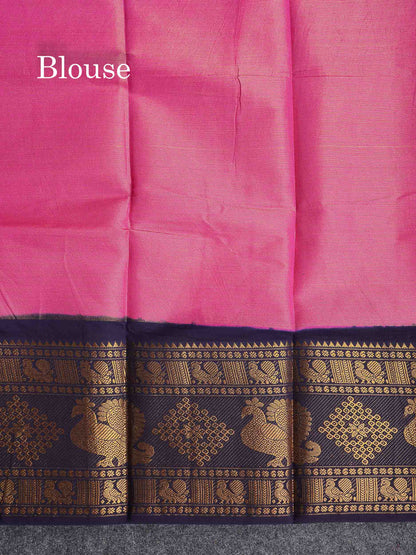 Sungudi Cotton Saree - Half White Colour Body Vaira Oosi Lines With Dark Purple Traditional Evening Morning Border