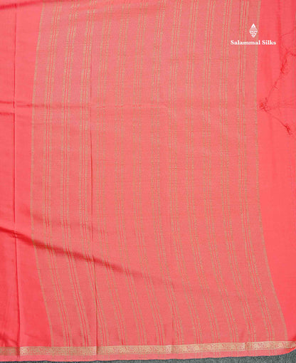 Semi Mysore Silk Saree - Peach Colour Body Plain With Small Border