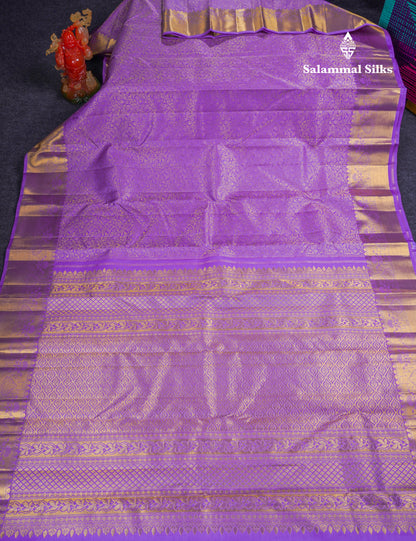 Beautiful Lavender Bridal Pure Kanjivaram Silk Saree With Traditional Border
