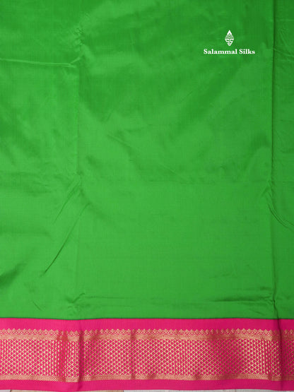 9.5 Yards Semi Silk Saree Orange with Contrast Pink Border