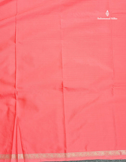 Semi Mysore Silk Saree - Peach Colour Body Plain With Small Border
