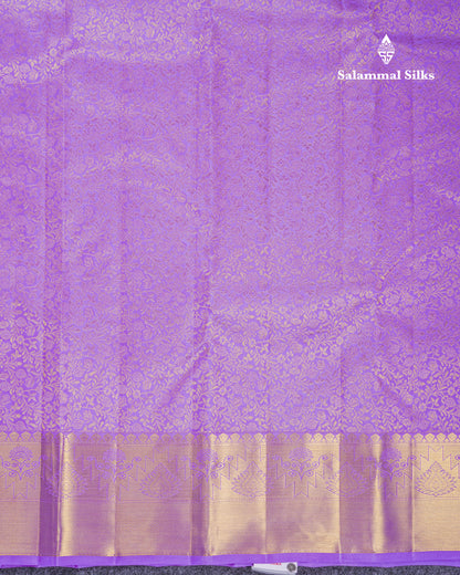 Beautiful Lavender Bridal Pure Kanjivaram Silk Saree With Traditional Border