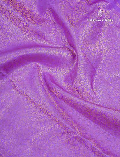 Beautiful Lavender Bridal Pure Kanjivaram Silk Saree With Traditional Border