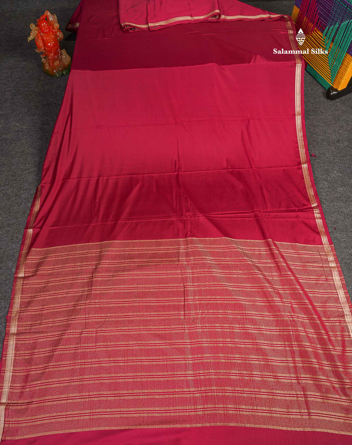 Semi Mysore Silk Saree - Maroon Colour Body Plain With Small Border 