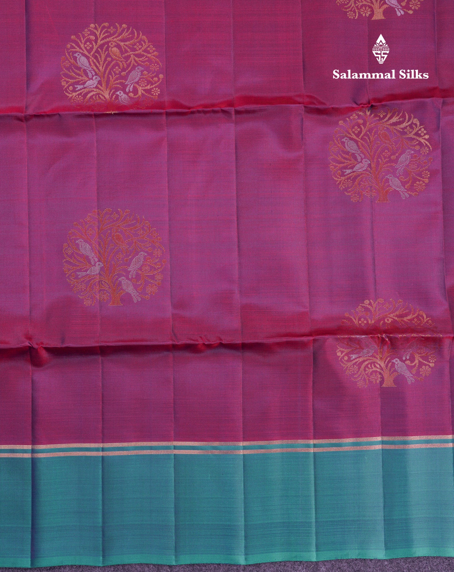Beautiful Purple PureMix Kanjivaram Soft Silk Saree With Contrast Dual Tone Peacock Green Fancy Border