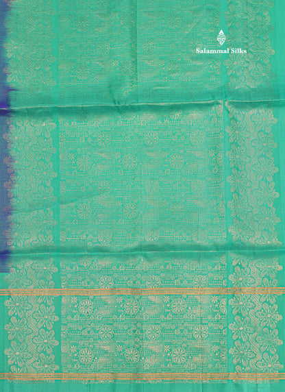 Ramar Blue Colour Pure Kanjivaram Soft Silk Saree With Rexona Green Border