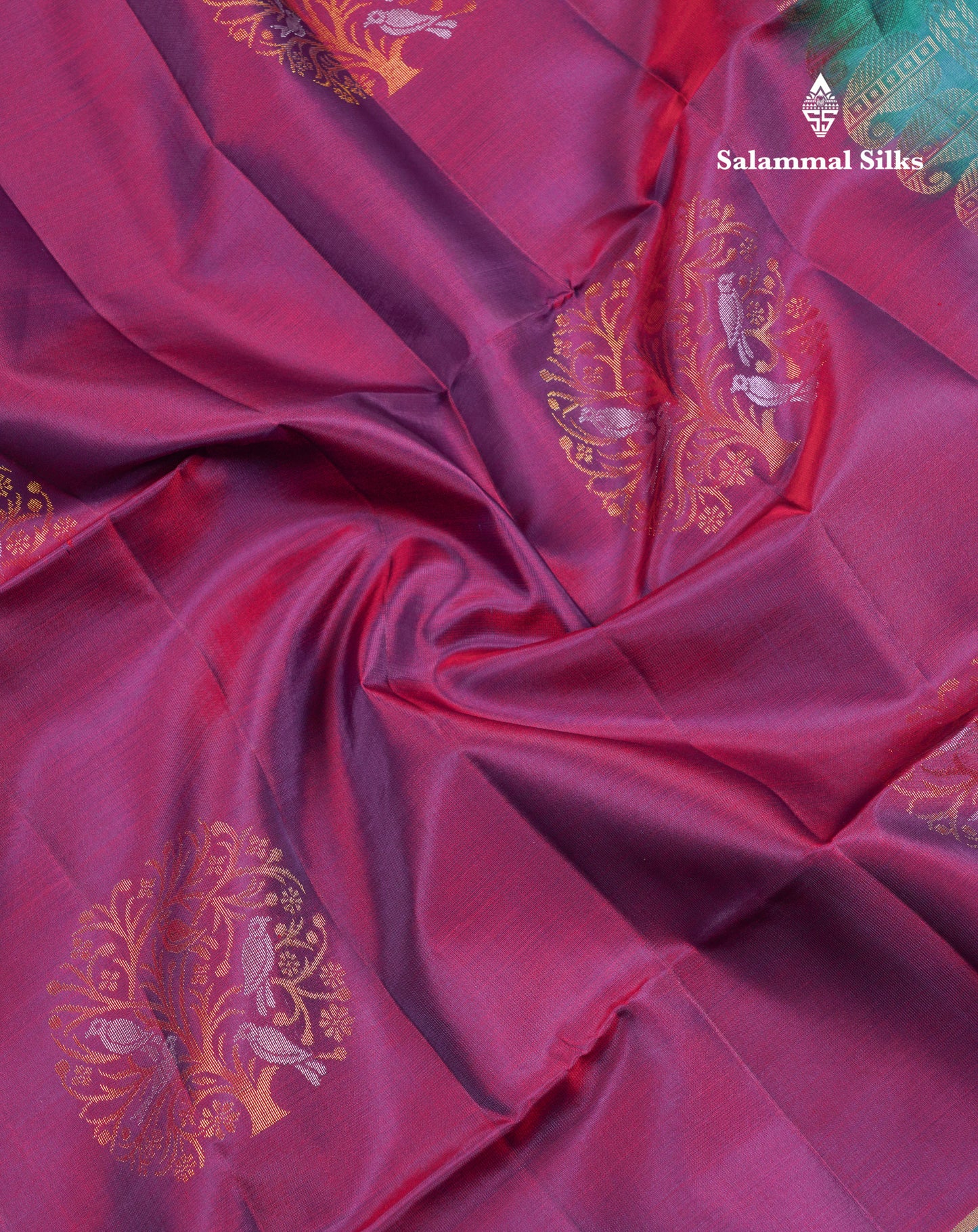 Beautiful Purple PureMix Kanjivaram Soft Silk Saree With Contrast Dual Tone Peacock Green Fancy Border