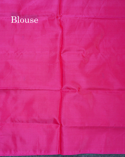 Olive Mustard Yellow Thread work Buttas Banana Pinth Saree (Vaazhainaar Pattu) With Contrast Magenta Pink Blouse