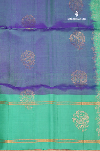 Ramar Blue Colour Pure Kanjivaram Soft Silk Saree With Rexona Green Border