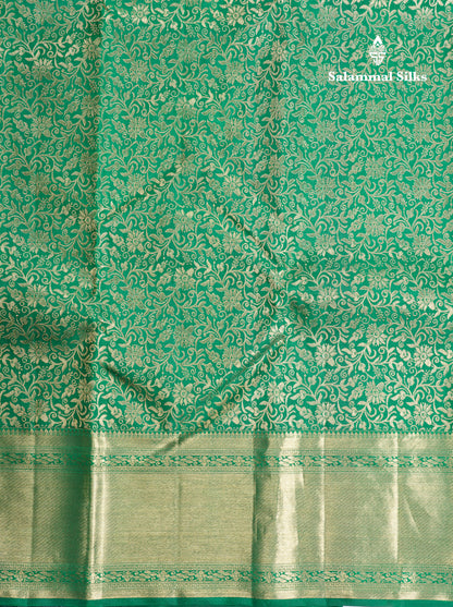 Bottle Green Grand Bridal Pure Kanjivaram Silk Saree 2G Zari With Self Border