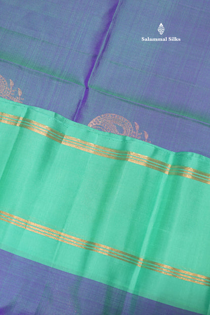Ramar Blue Colour Pure Kanjivaram Soft Silk Saree With Rexona Green Border