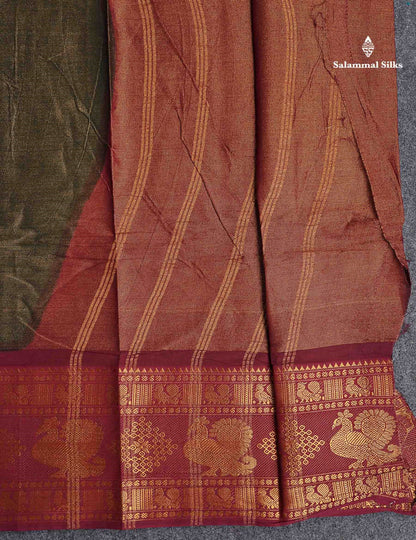 Sungudi Cotton Saree - Half White Colour Body Vaira Oosi Lines With Dark Purple Traditional Evening Morning Border
