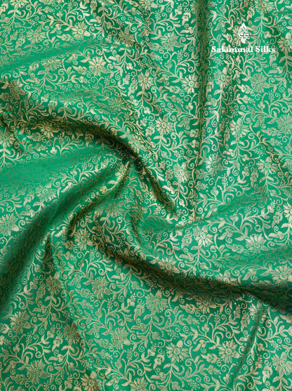 Bottle Green Grand Bridal Pure Kanjivaram Silk Saree 2G Zari With Self Border