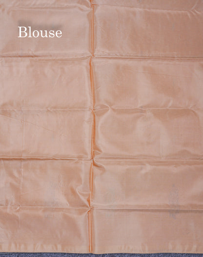 Dual Tone Violet Thread work Buttas Banana Pinth Saree (Vaazhainaar Pattu) With Contrast Beige Blouse