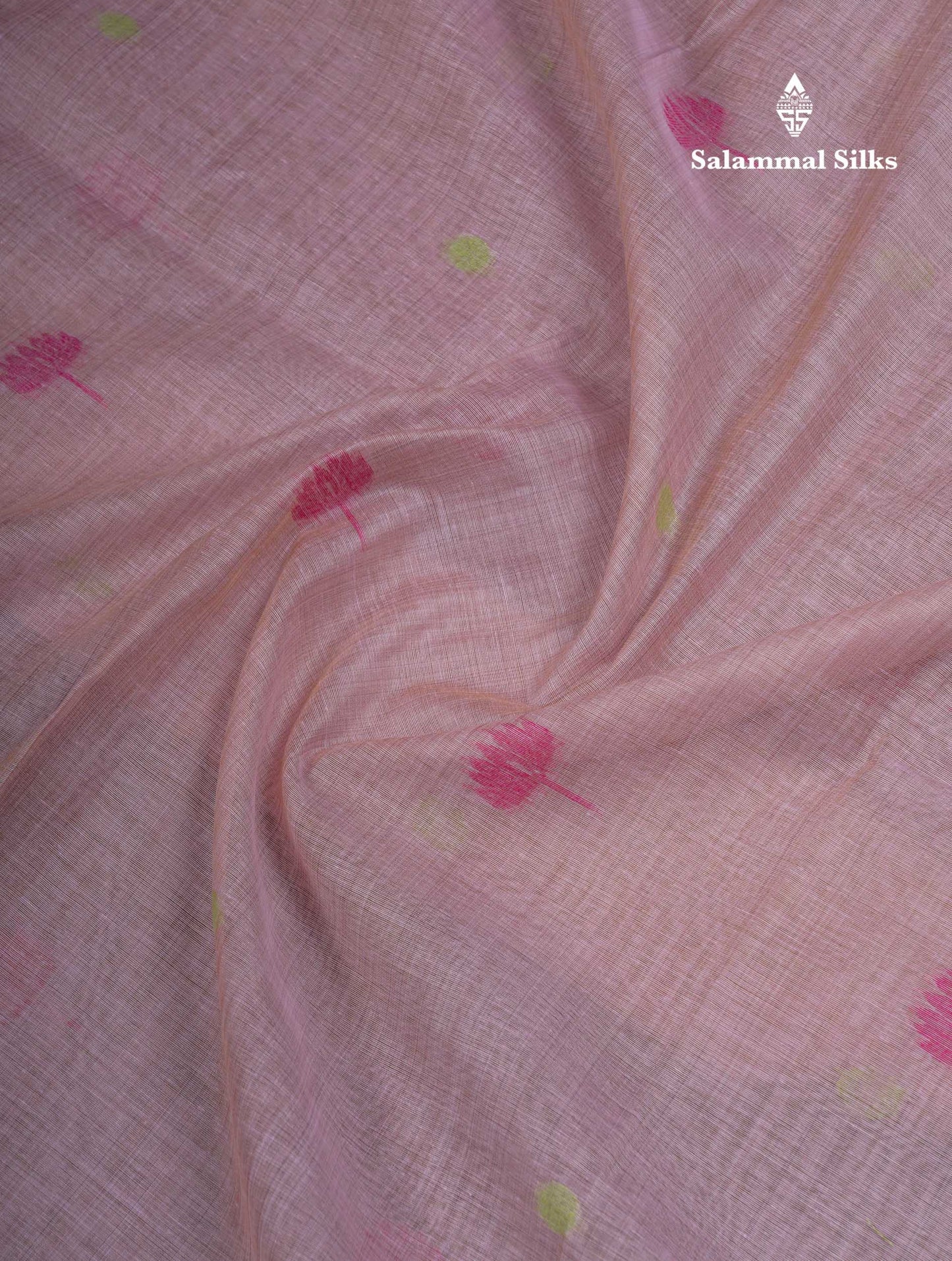 Beautiful Light Lavender Thread Work Butta Muga Cotton Saree With Blouse
