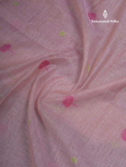 Beautiful Light Lavender Thread Work Butta Muga Cotton Saree With Blouse