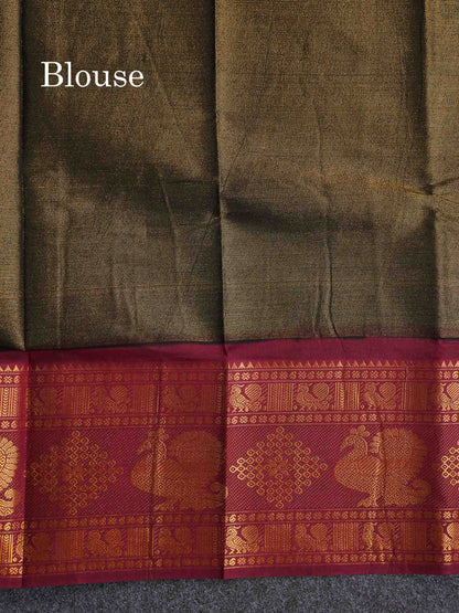 Sungudi Cotton Saree - Half White Colour Body Vaira Oosi Lines With Dark Purple Traditional Evening Morning Border