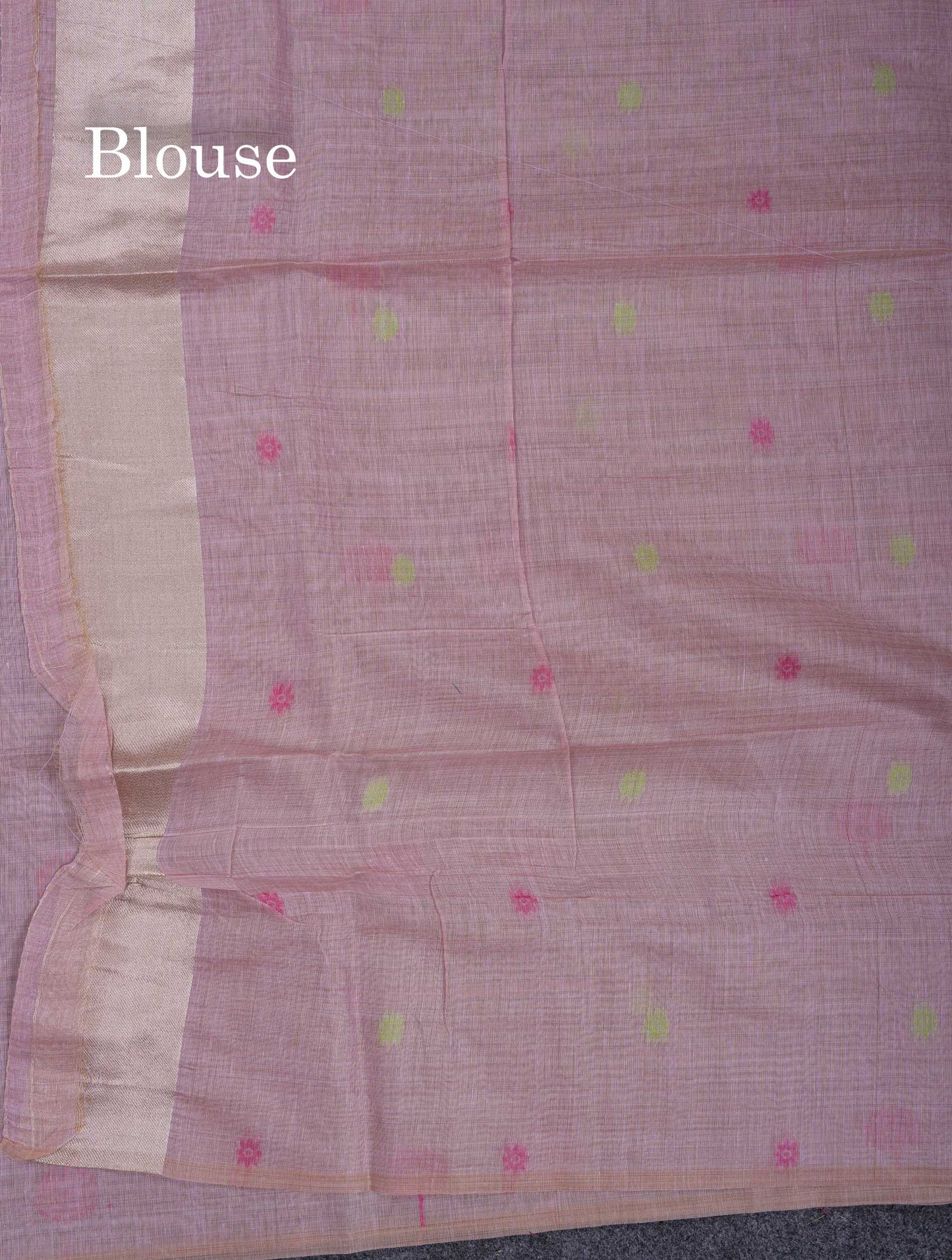 Beautiful Light Lavender Thread Work Butta Muga Cotton Saree With Blouse