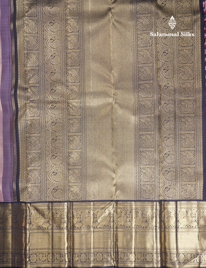 Onion Pink Beautiful Bridal Pure Kanjivaram Silk Saree With Traditional Korvai Dark Brown Border